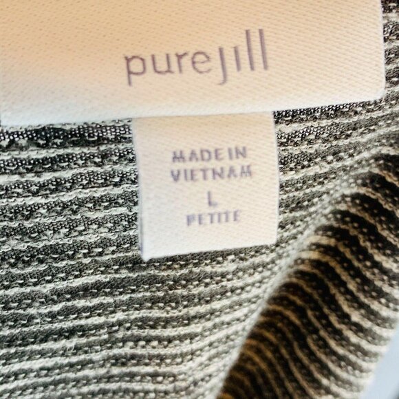 J Jill | Pure Jill Womens Top Linen Modal Blend Stripe Tie Front Petite Size LP - Picture 10 of 12